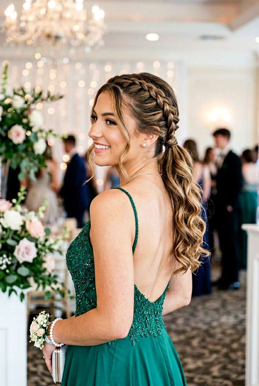 Dutch Braid into Low Ponytail - 20 prom hairstyles for long hair - 20 prom hairstyles for long hair