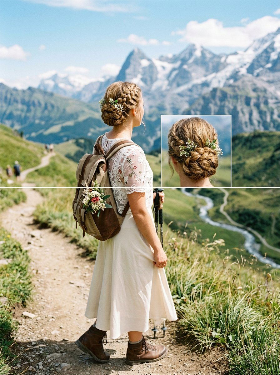 Dutch Braided Bun - 20 wedding hairstyles for elopement - 20 wedding hairstyles for elopement