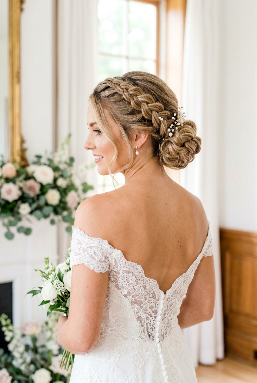 Dutch Braided Low Bun For Bride - 20 braided low bun for bride - 20 braided low bun for bride