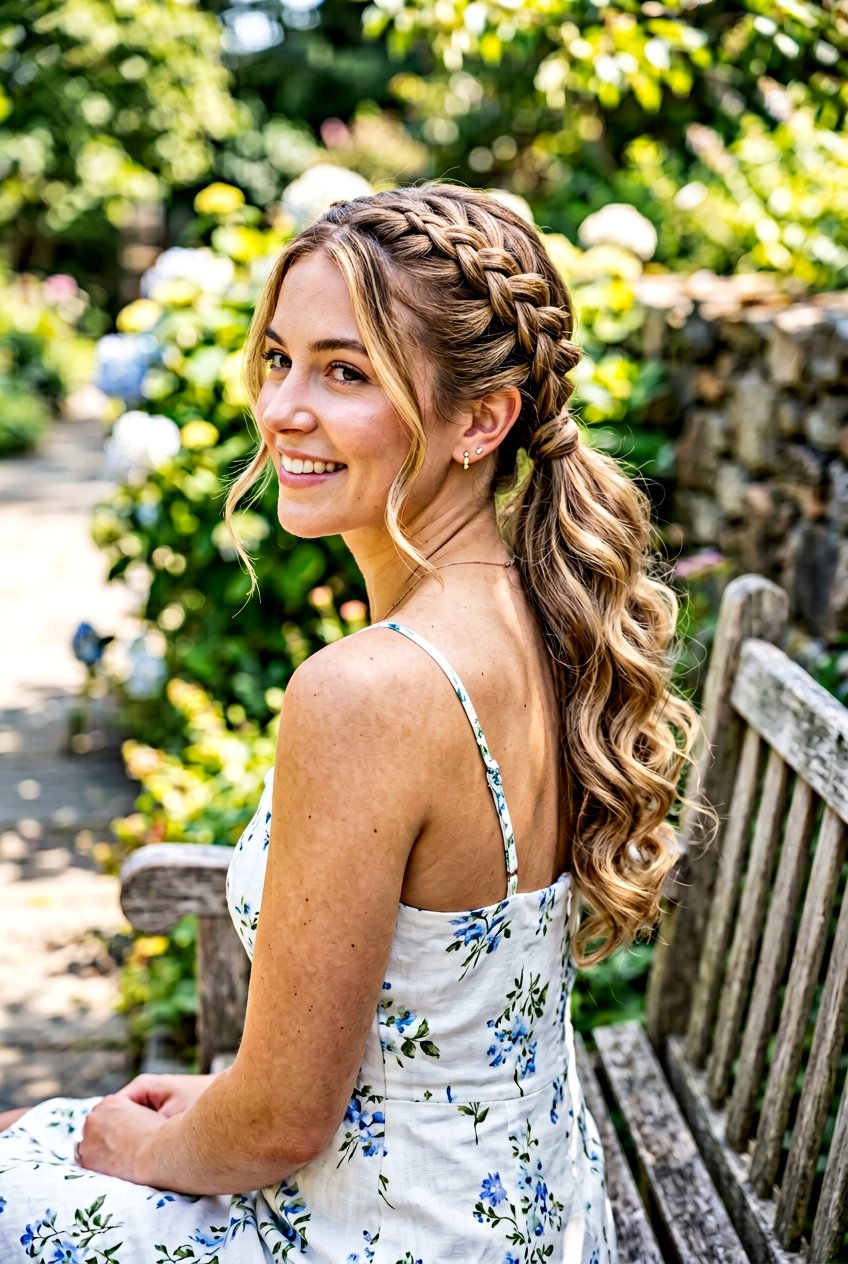 Dutch Braided Ponytail With Loose Curls - 20 braided ponytail with curls - 20 braided ponytail with curls