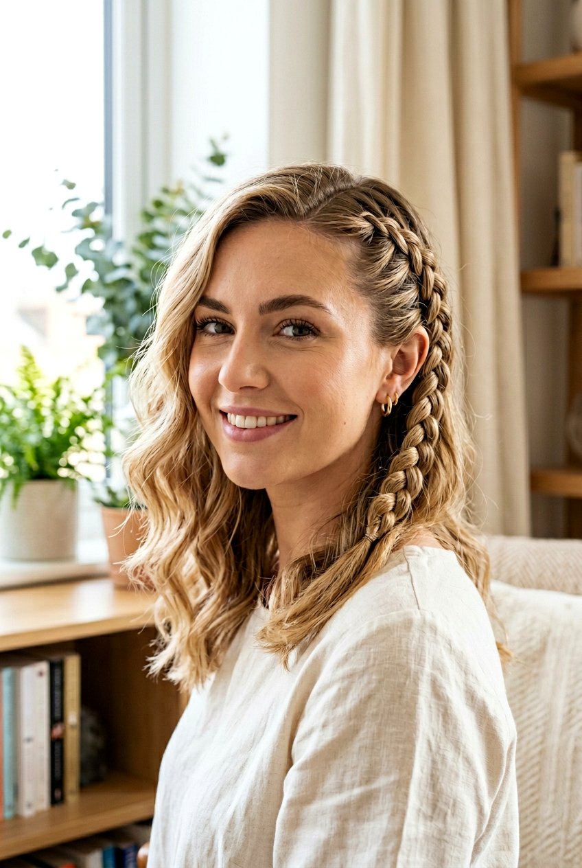 Dutch Braided Side - 20 graduation hairstyle for shoulder length hair - 20 graduation hairstyle for shoulder length hair