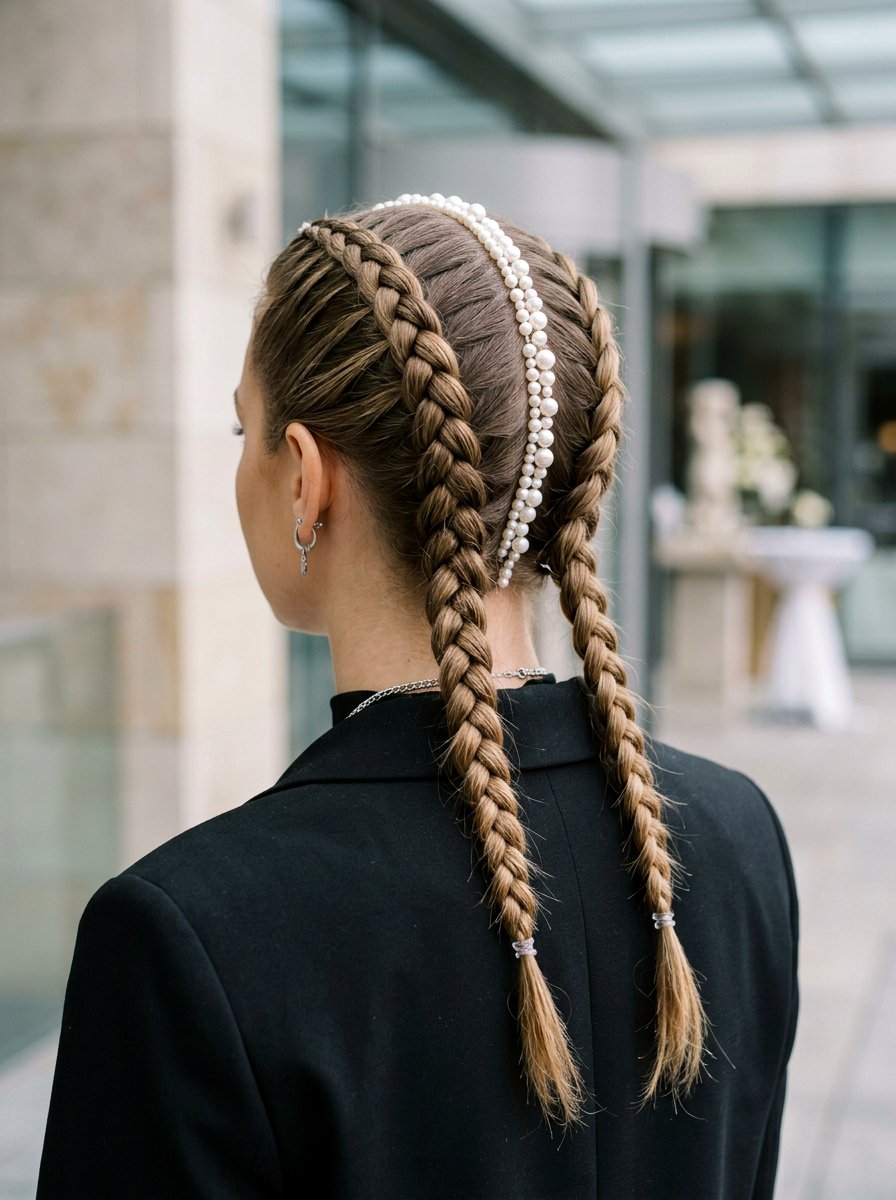 Dutch Braids with Pearls - 20 prom hairstyles with pearls - 20 prom hairstyles with pearls