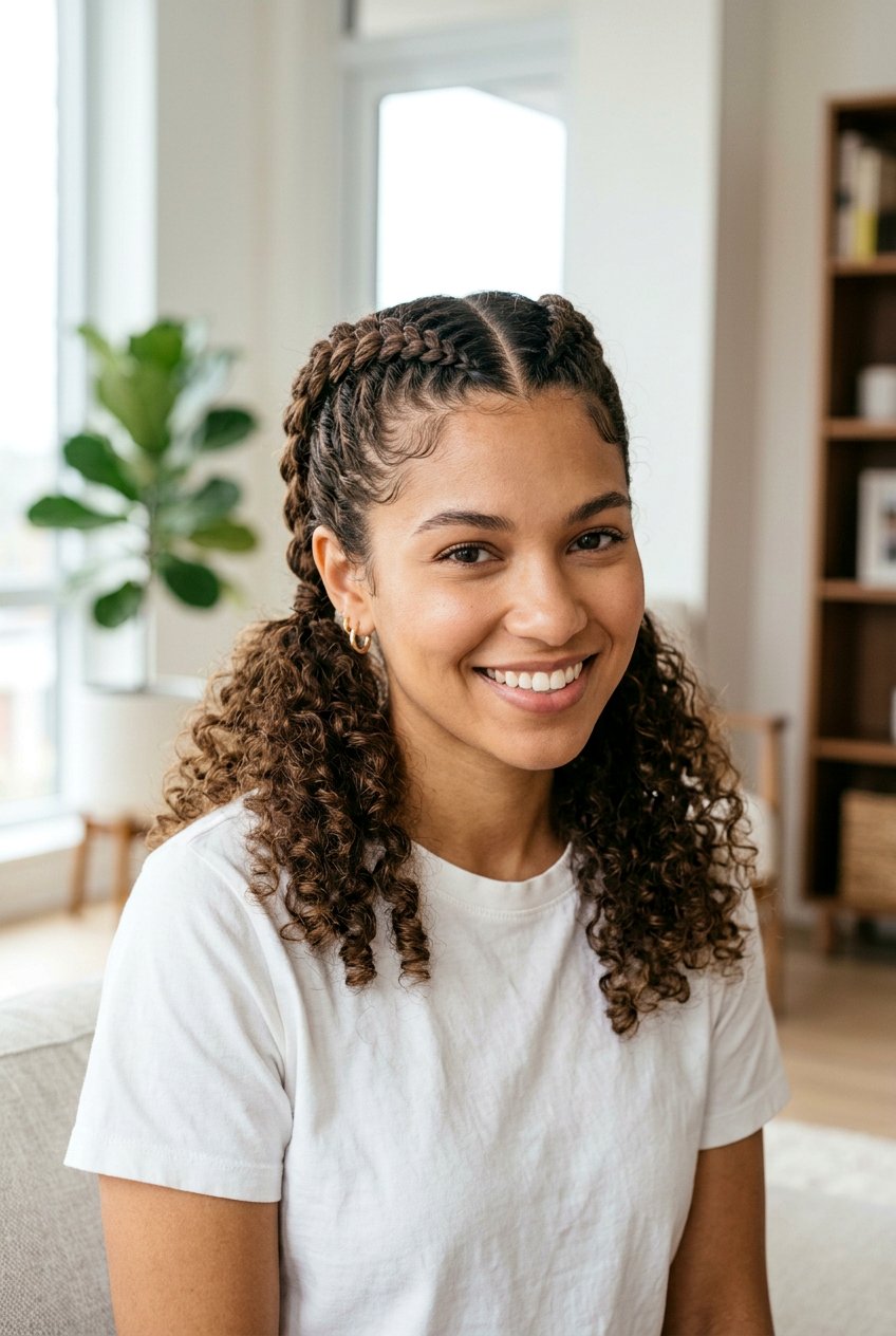 Dutch Braids - 20 airplane hairstyle for curly hair - 20 airplane hairstyle for curly hair