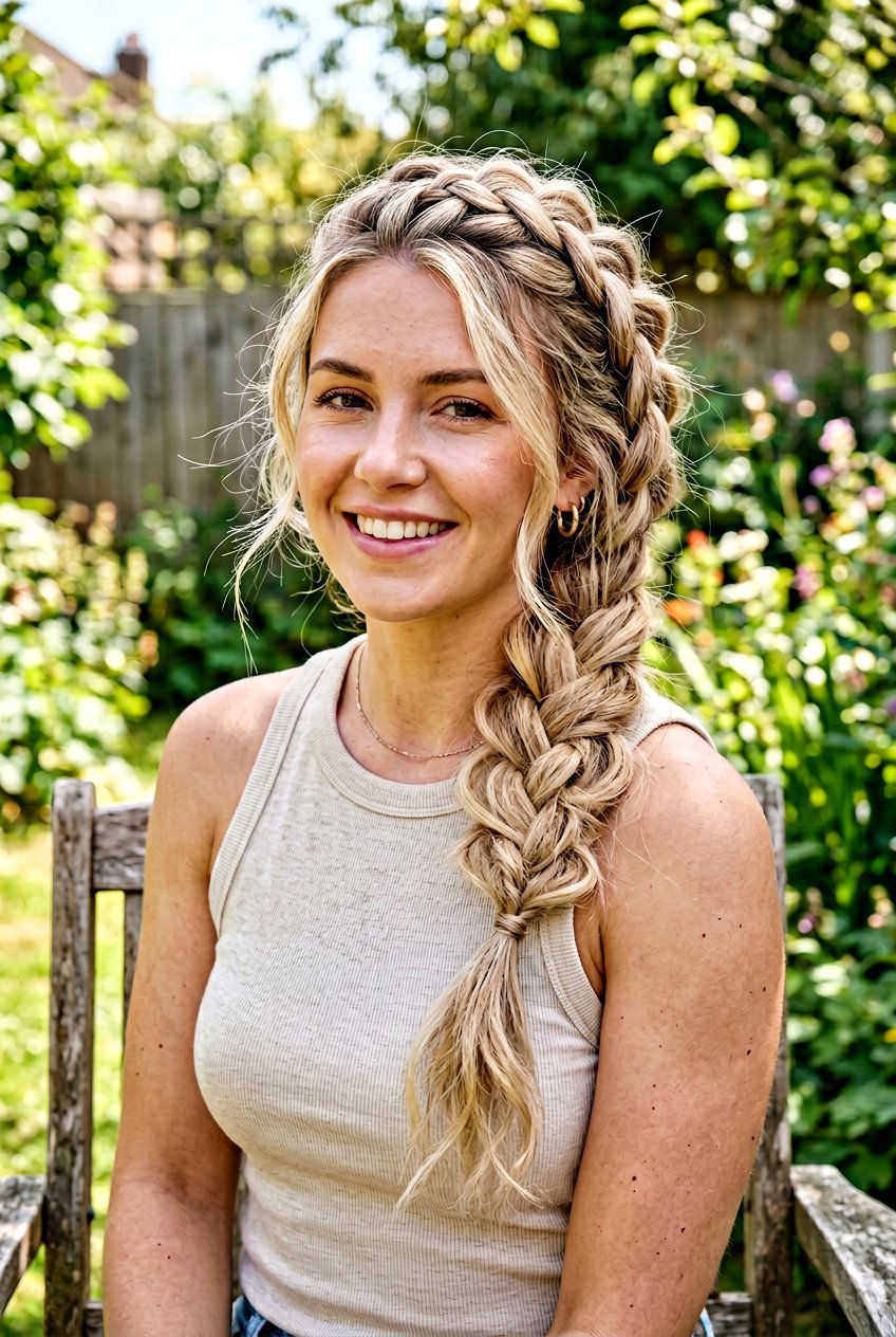 Dutch Messy Side Braid - 20 beach hairstyle with messy side braid - 20 beach hairstyle with messy side braid