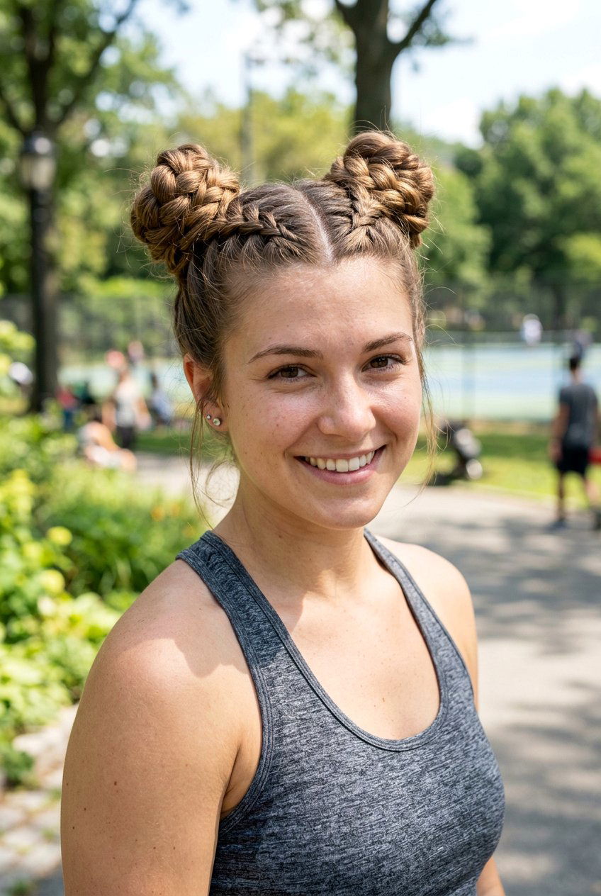 Dutch Pigtail Buns - 20 school hairstyle for long thick hair - 20 school hairstyle for long thick hair