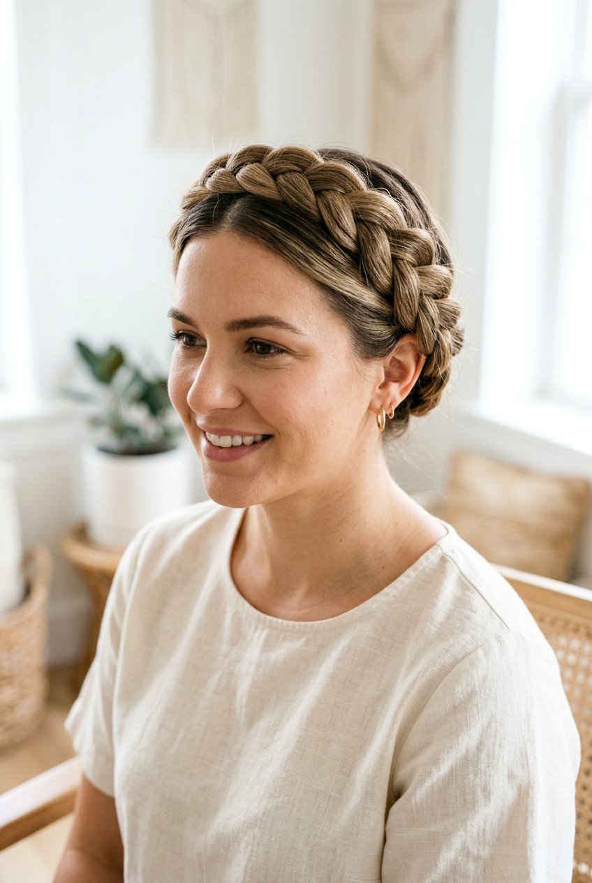 Dutch braid crown - 20 cute hairstyles for school - 20 cute hairstyles for school