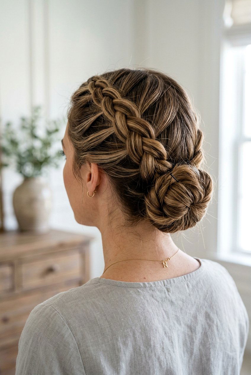 Dutch braid low bun - 20 low bun hairstyles - 20 low bun hairstyles
