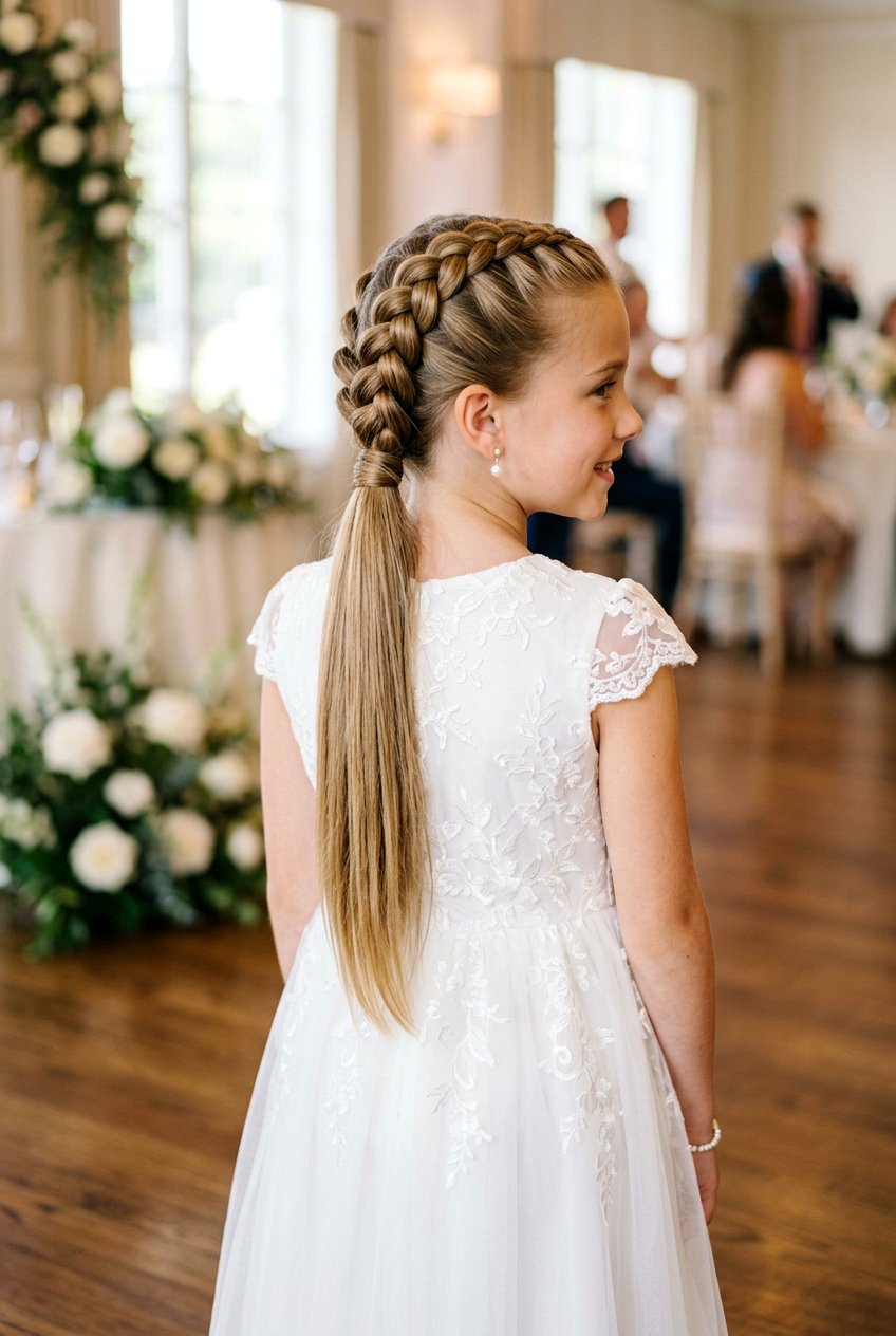 Dutch braid ponytail - 20 communion ponytail hairstyle - 20 communion ponytail hairstyle
