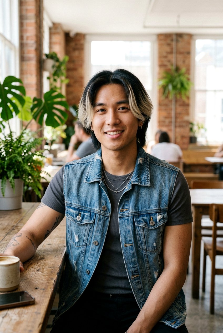 Dyed Tip Curtains - 20 curtain haircut for straight hair men - 20 curtain haircut for straight hair men