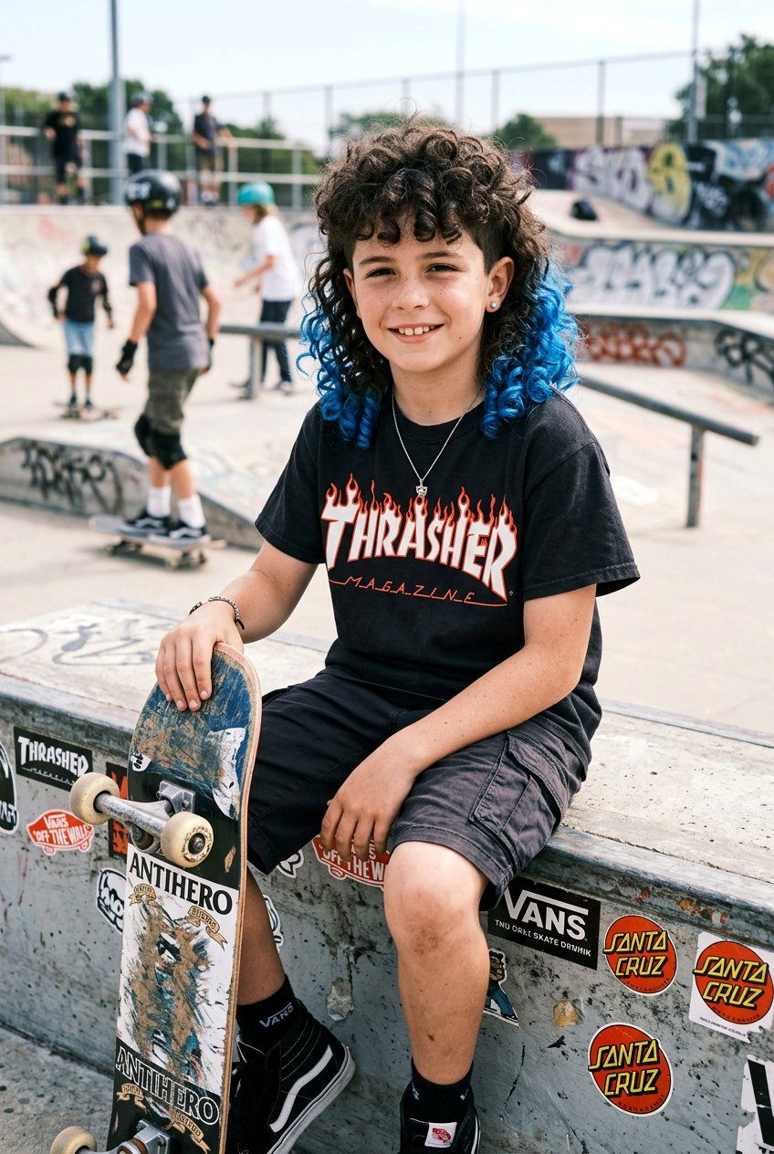 Dyed Tips Curly Mullet - 20 curly mullet haircut for boys - 20 curly mullet haircut for boys