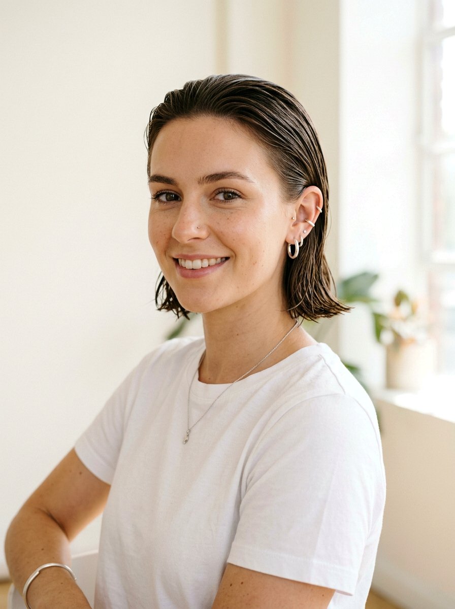 Ear Tucked Wet Look Bob - 20 wet look bob hairstyle - 20 wet look bob hairstyle