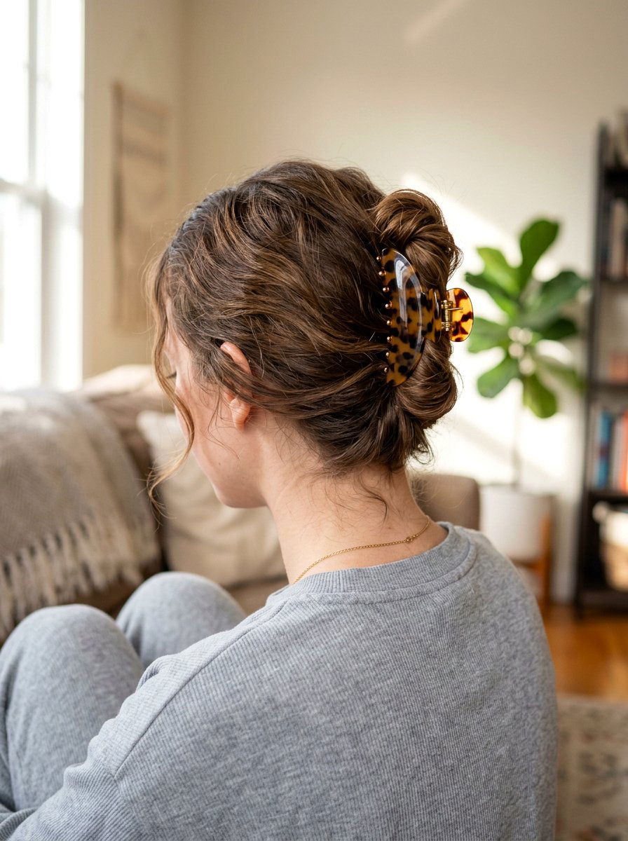 Easy Claw Clip Bun - 20 road trip bun hairstyle - 20 road trip bun hairstyle