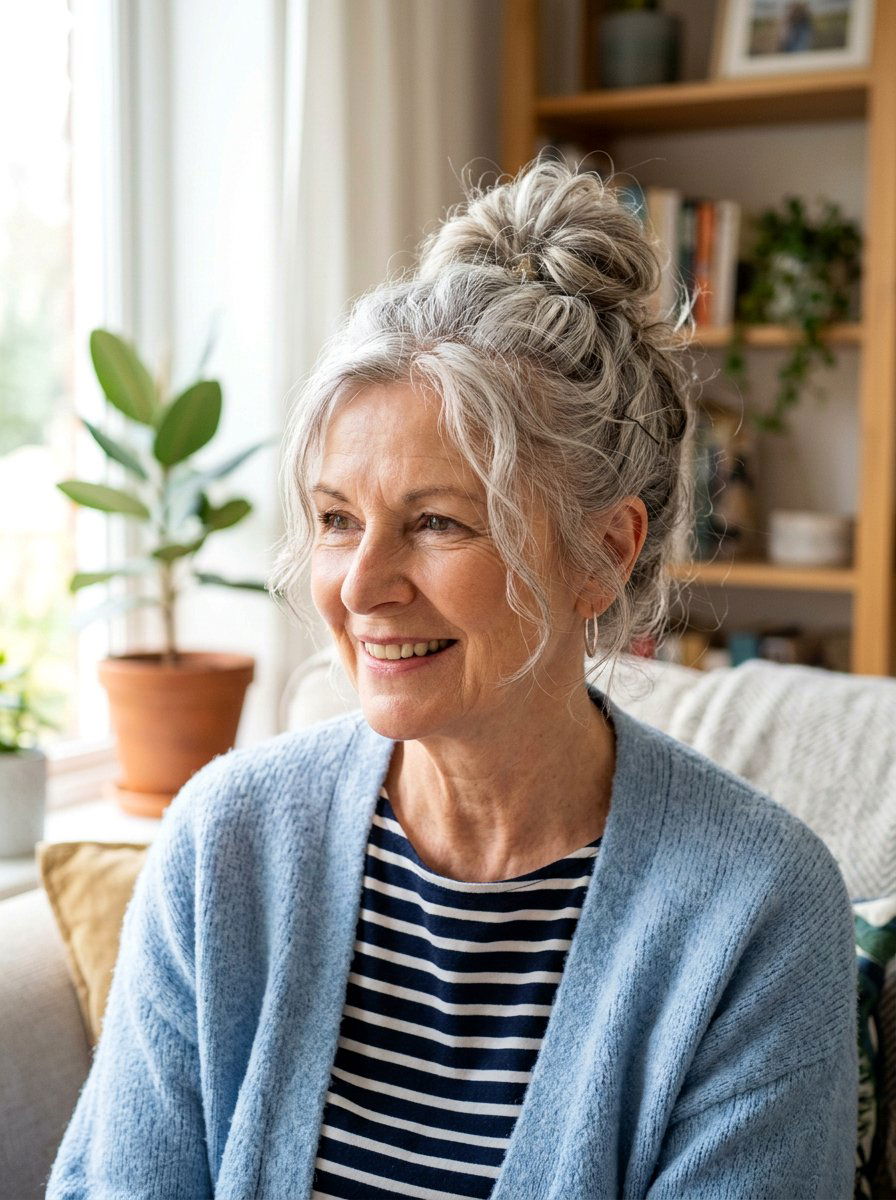 Easy Messy Bun For Short Hair - 20 short updo hairstyle for older women - 20 short updo hairstyle for older women