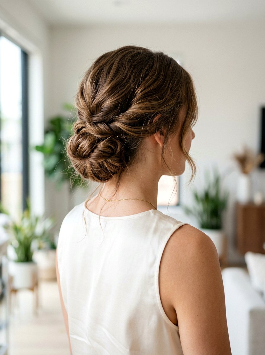 Easy Twisted Updo for Date Night - 20 date night hairstyle for medium hair - 20 date night hairstyle for medium hair