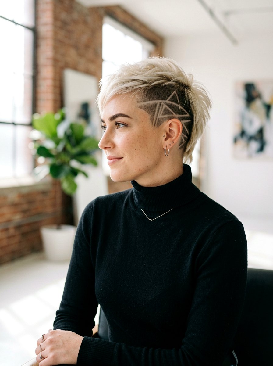 Edgy Pixie With Designs - 20 winter pixie haircut ideas - 20 winter pixie haircut ideas