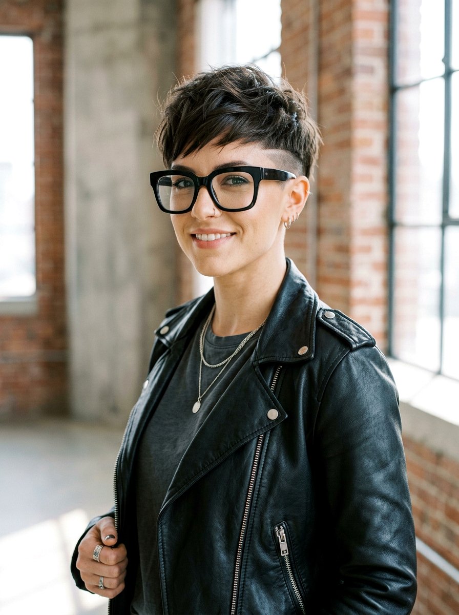 Edgy Short Pixie Cut With Glasses - 20 short haircut for women over 50 with glasses - 20 short haircut for women over 50 with glasses