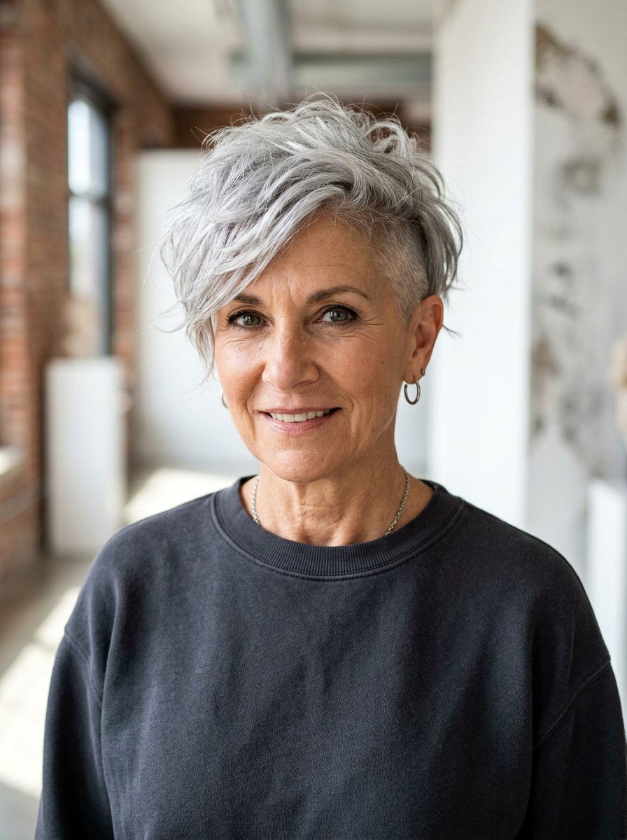 Edgy Silver Layered Pixie - 20 silver layered pixie for older women - 20 silver layered pixie for older women