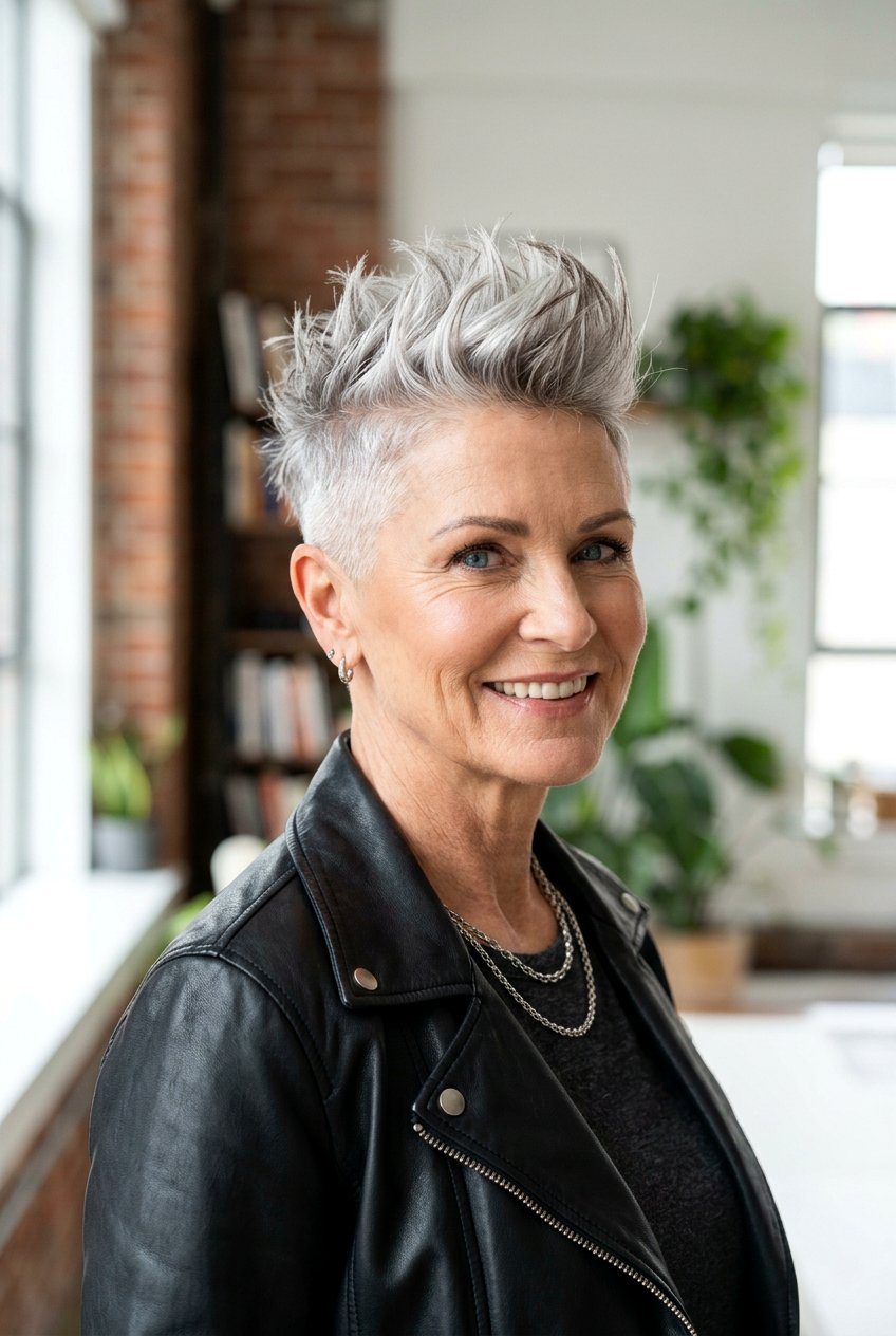 Edgy Spiky Pixie - 20 short spiky haircuts for older women - 20 short spiky haircuts for older women