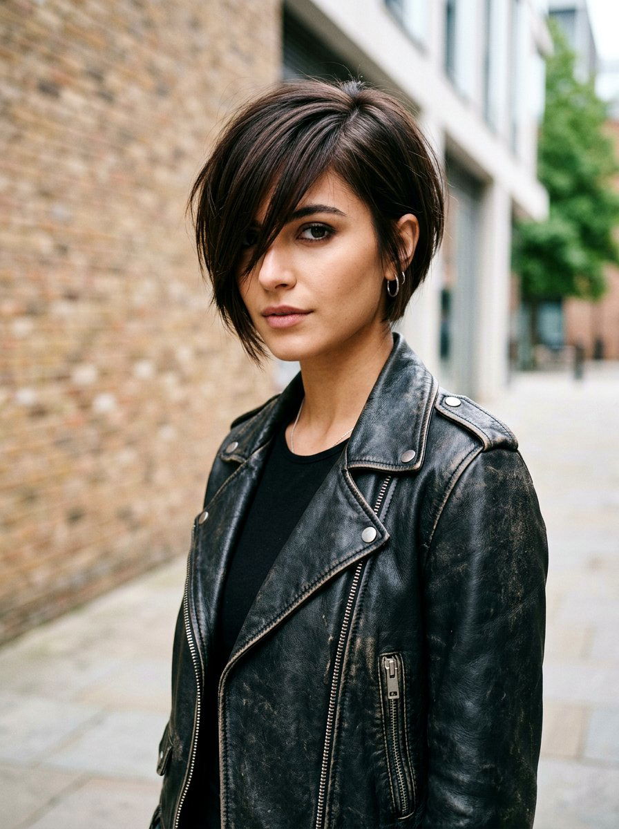 Edgy Straight Bixie With Side Bangs - 20 straight bixie haircut with bangs - 20 straight bixie haircut with bangs