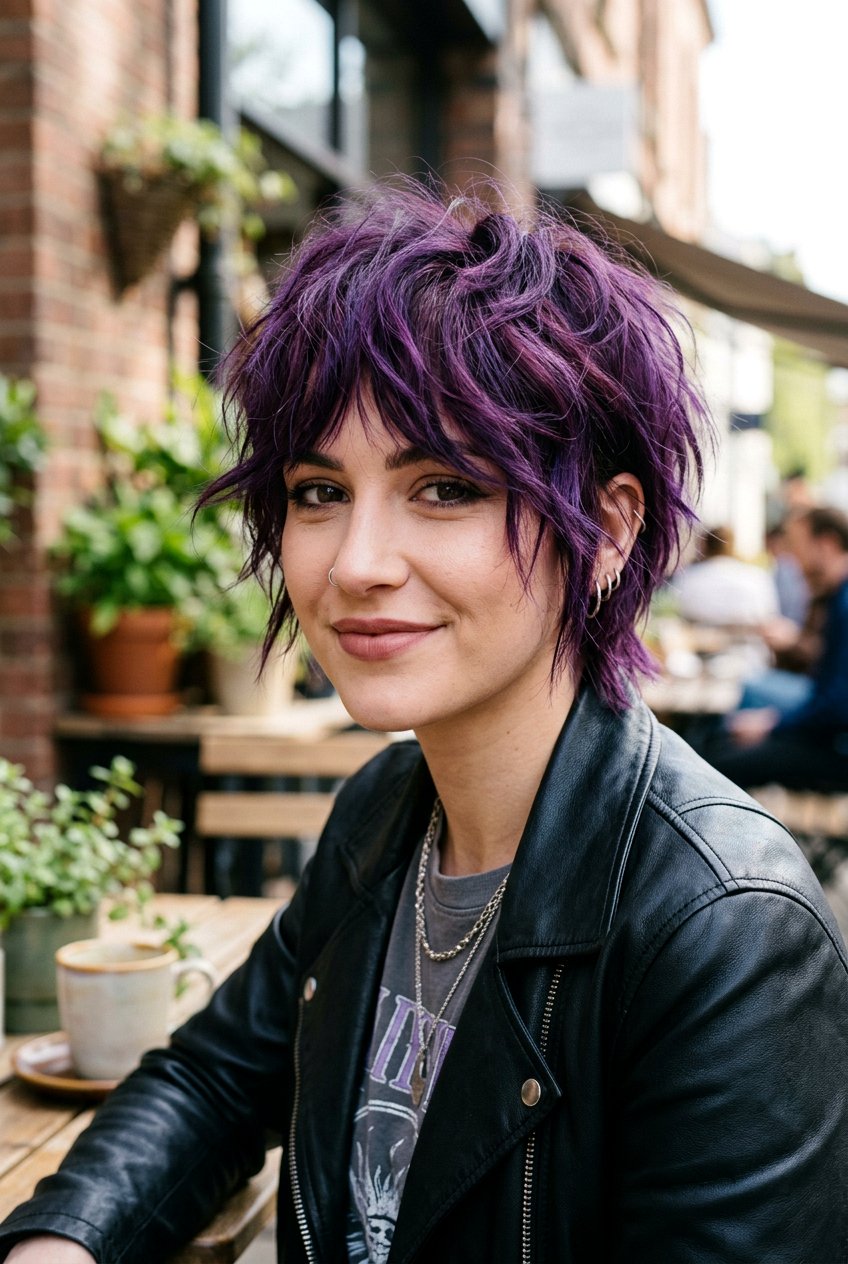 Edgy purple shaggy pixie - 20 short shaggy pixie cut - 20 short shaggy pixie cut