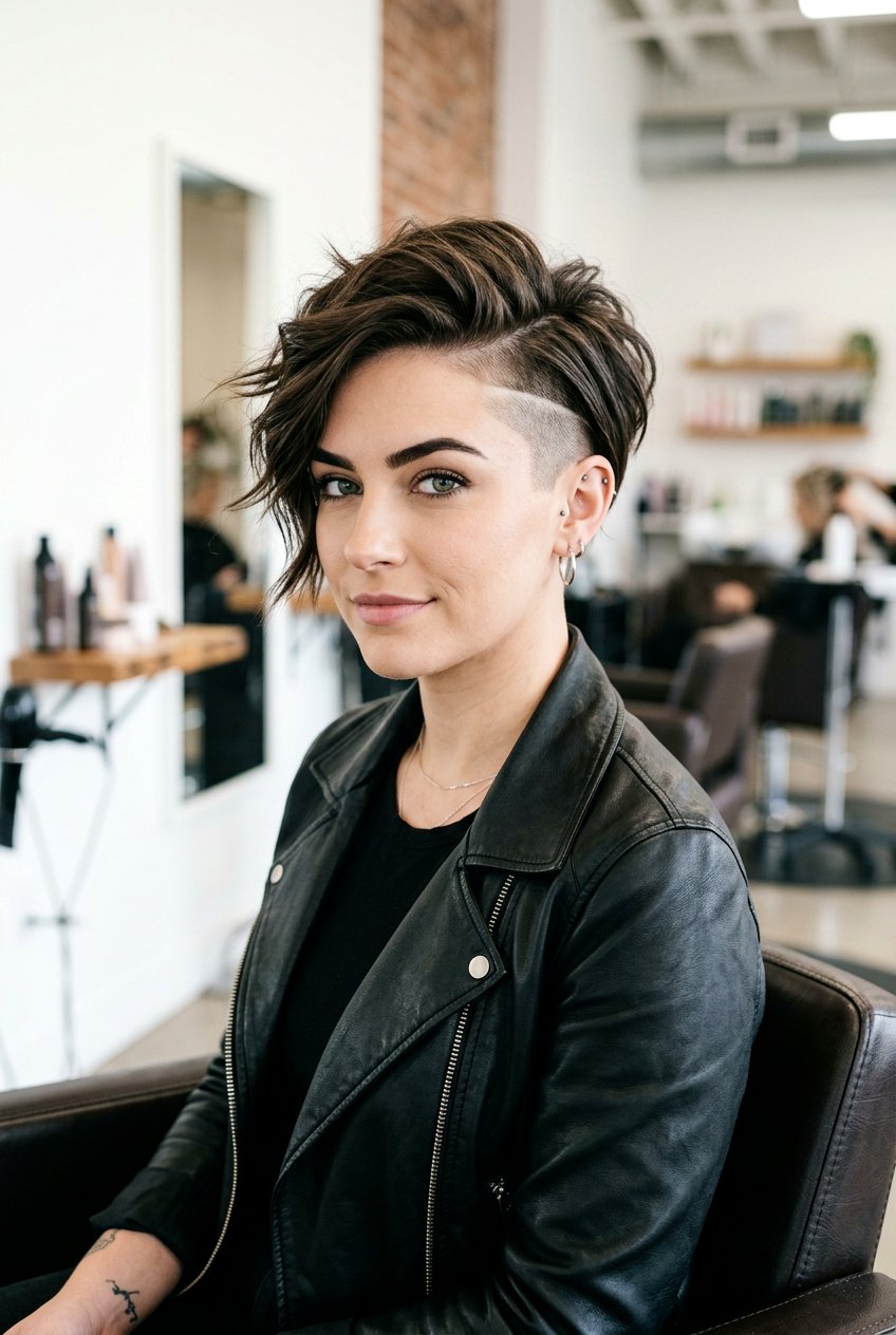 Edgy shaved side pixie - 20 low maintenance pixie haircut - 20 low maintenance pixie haircut