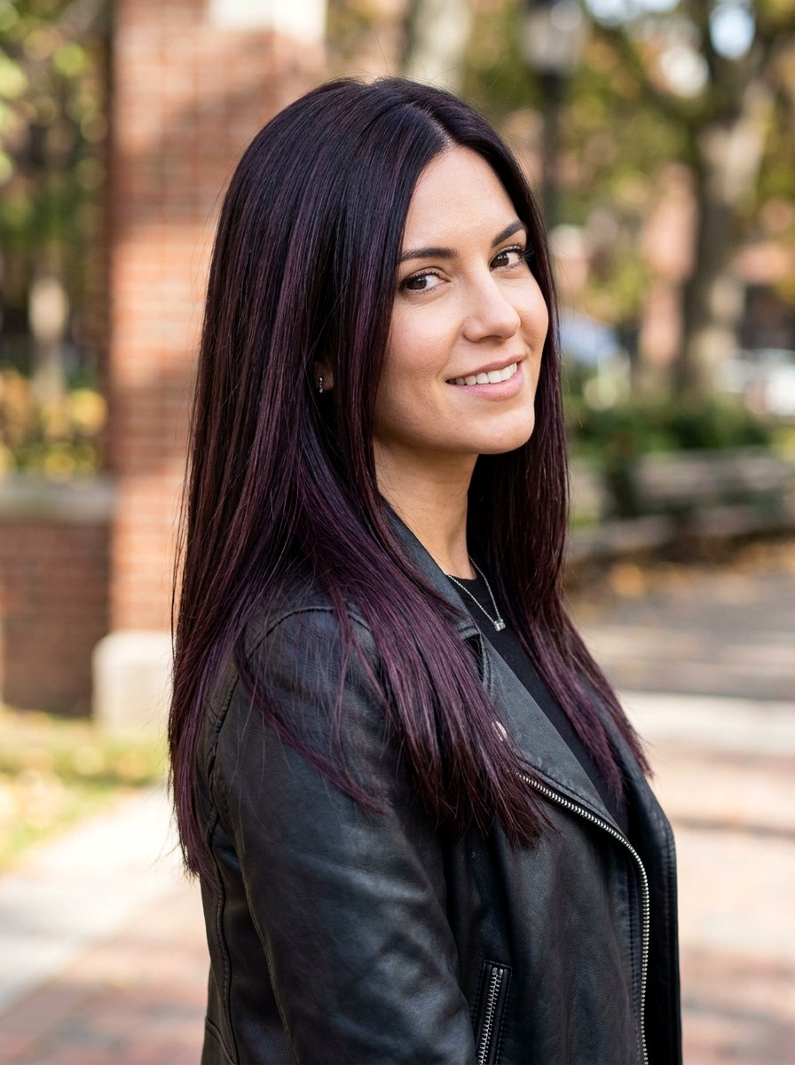 Eggplant Highlights on Dark Brunette Hair - 20 plum brunette highlights - 20 plum brunette highlights