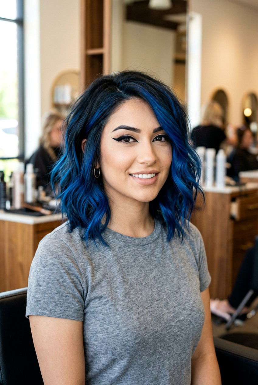 Electric Blue Balayage On Black Hair - 20 blue balayage on black hair - 20 blue balayage on black hair