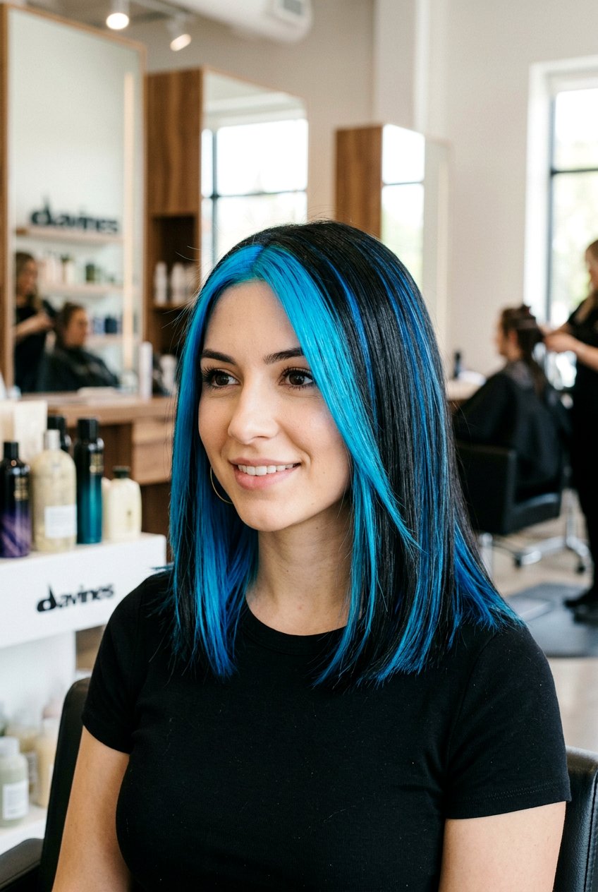 Electric blue highlights black hair - 20 black hair with blue highlights - 20 black hair with blue highlights