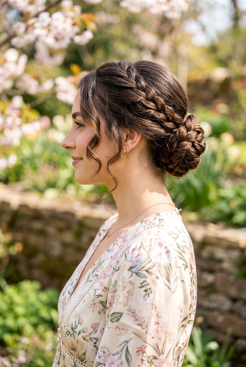 Elegant Braided Bun - 20 glamorous updo with soft tendrils - 20 glamorous updo with soft tendrils