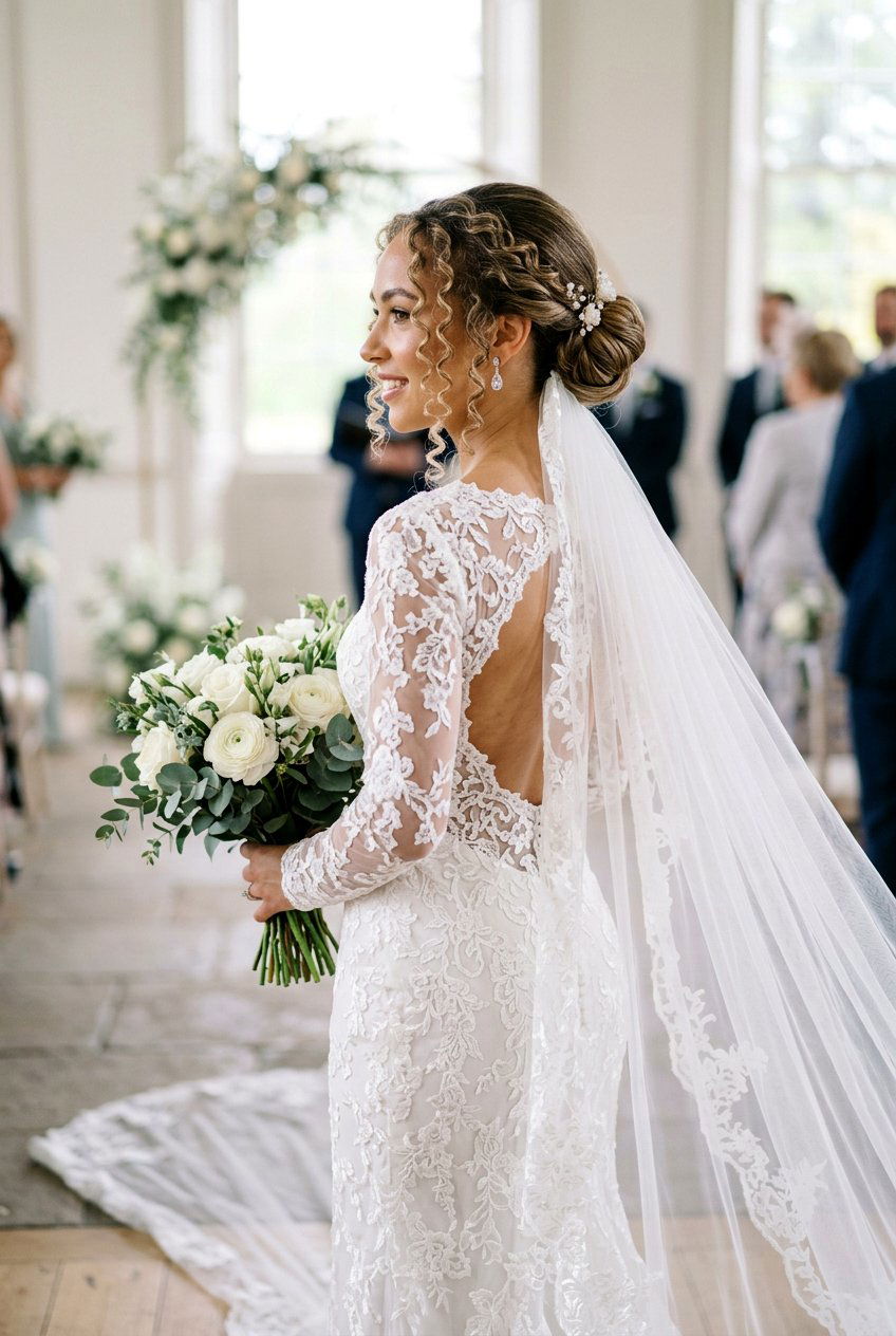 Elegant Bun With Spiral Curly Face Framing Pieces - 20 bridal bun with curls in front - 20 bridal bun with curls in front