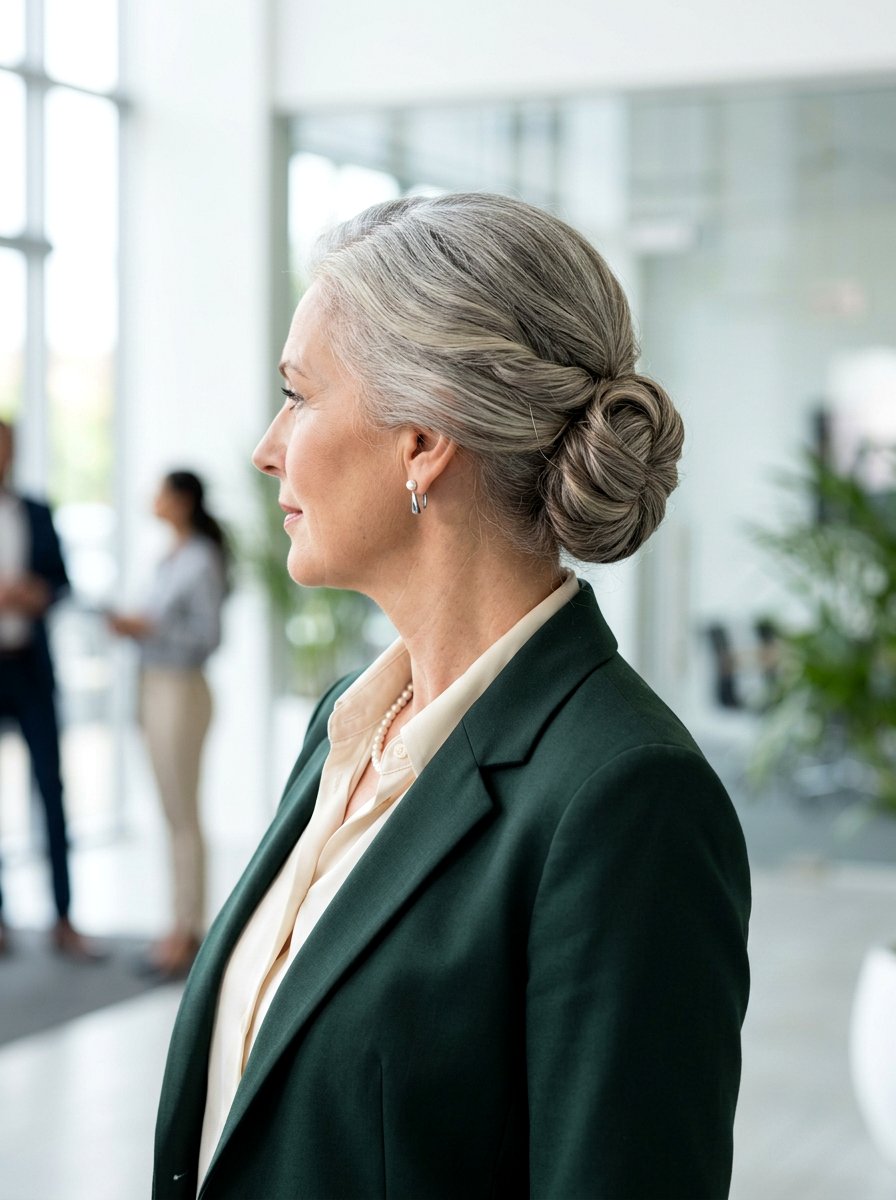 Elegant Chignon Updo For Older Women - 20 polished office hairstyle for older women - 20 polished office hairstyle for older women