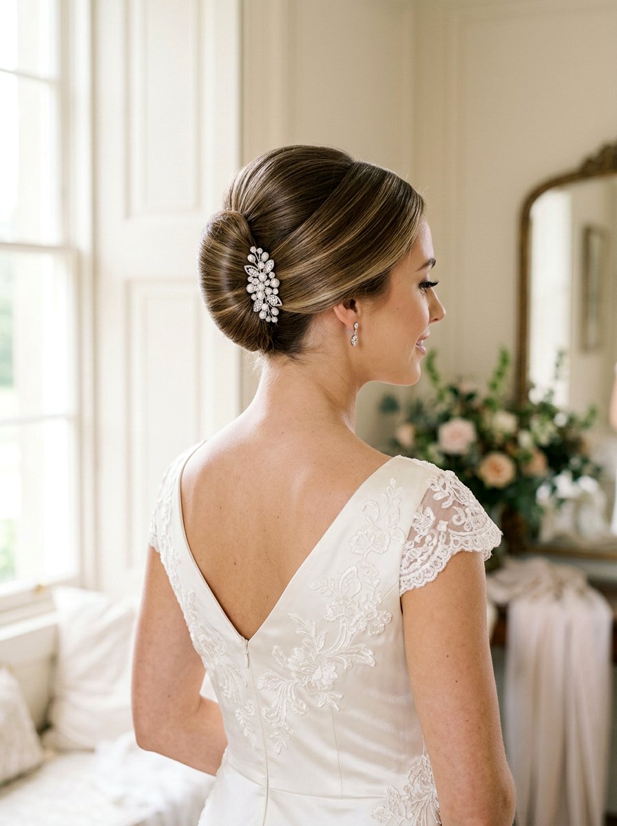 Elegant French Twist Bridal Hair - 20 elegant bridal hairstyle for medium hair - 20 elegant bridal hairstyle for medium hair