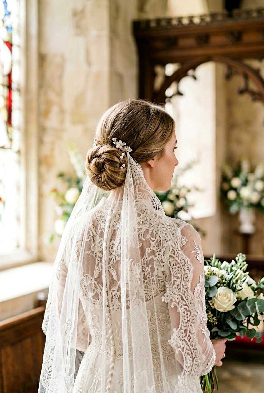 Elegant Gibson Tuck Bridal Bun With Veil - 20 classic bridal bun for veil - 20 classic bridal bun for veil