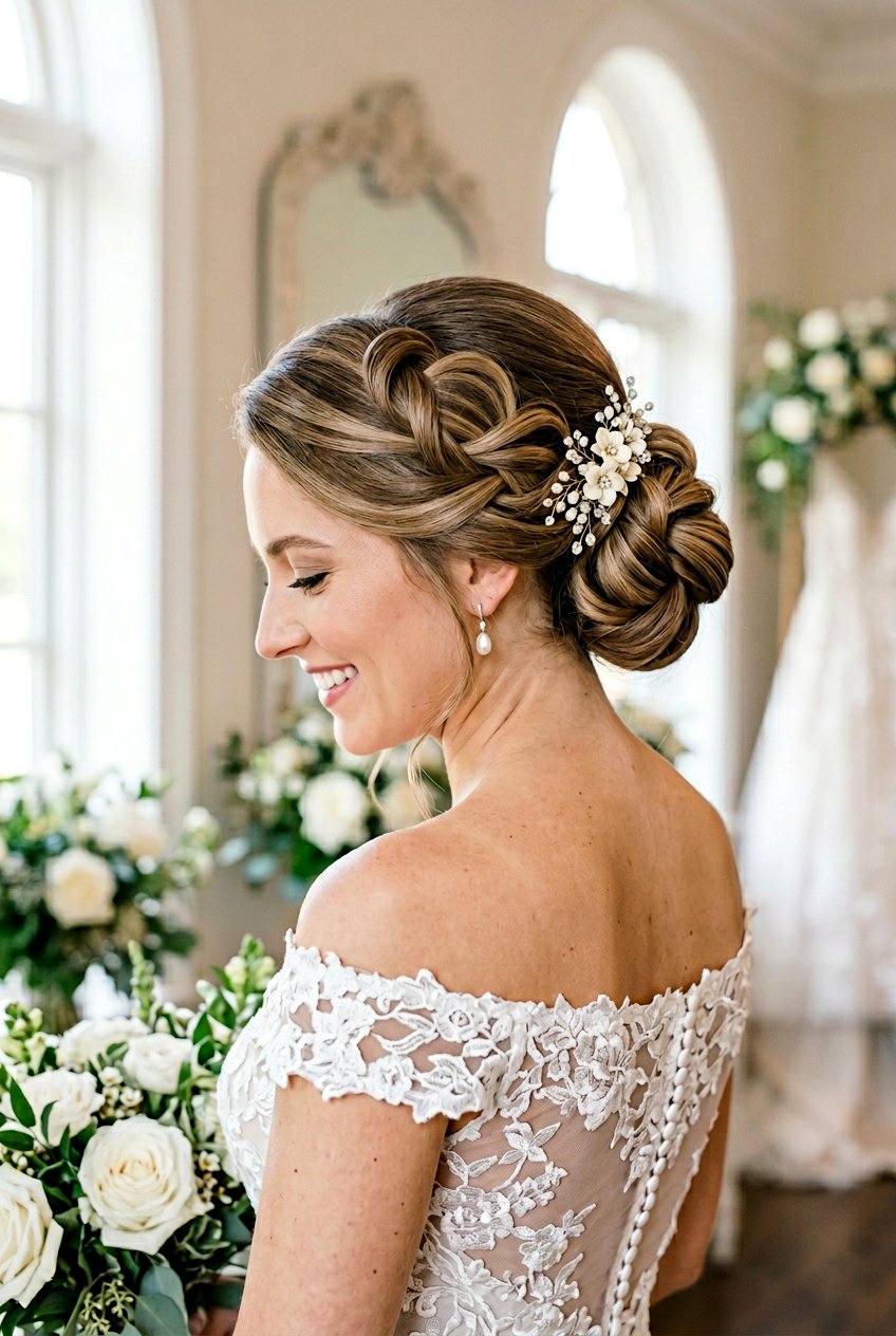 20 Dreamy Romantic Bridal Updo Ideas for Your Wedding Day