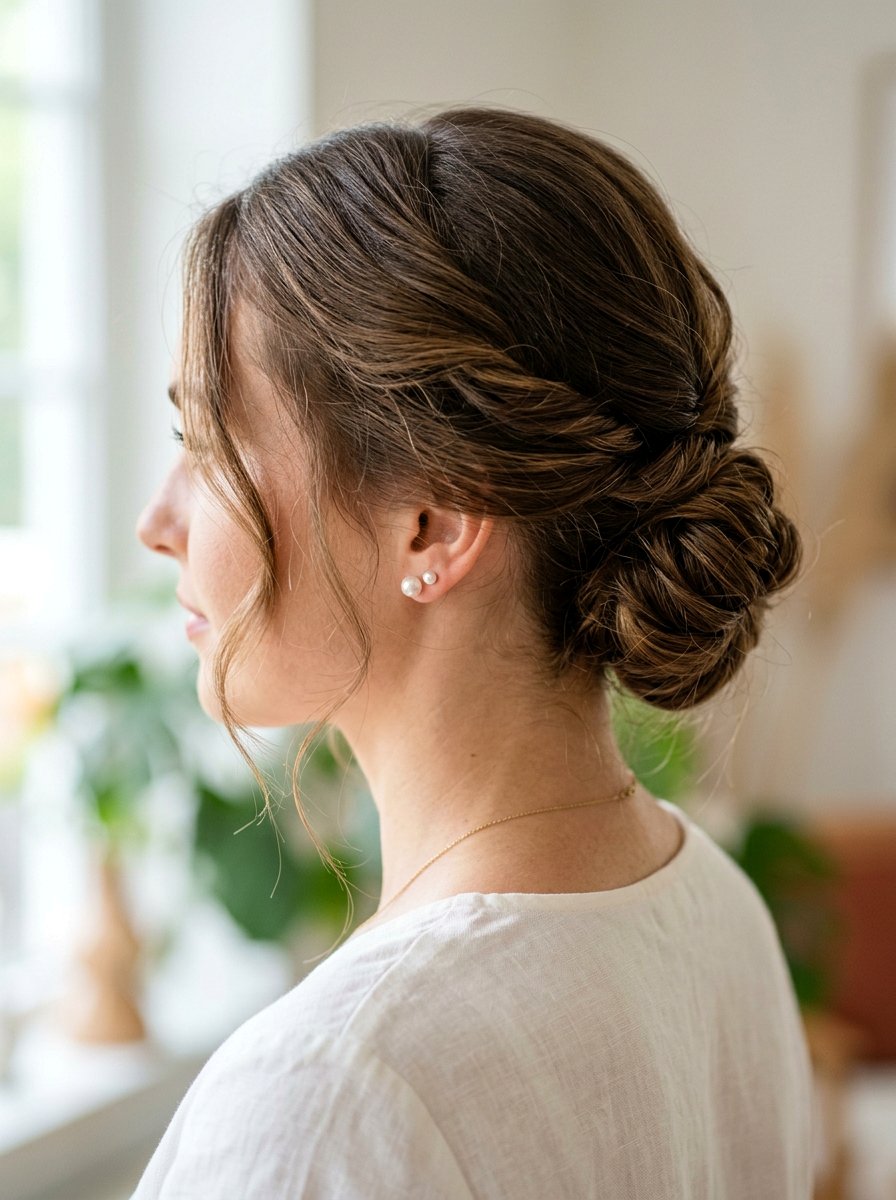 Elegant Low Bun for Medium Hair - 20 date night hairstyle for medium hair - 20 date night hairstyle for medium hair