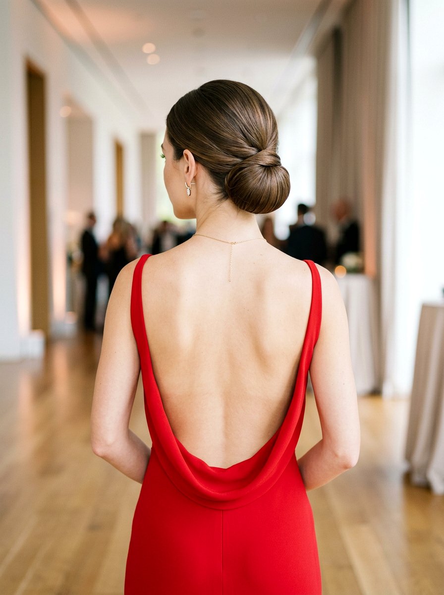 Elegant Low Chignon - 20 party hairstyle for red dress - 20 party hairstyle for red dress