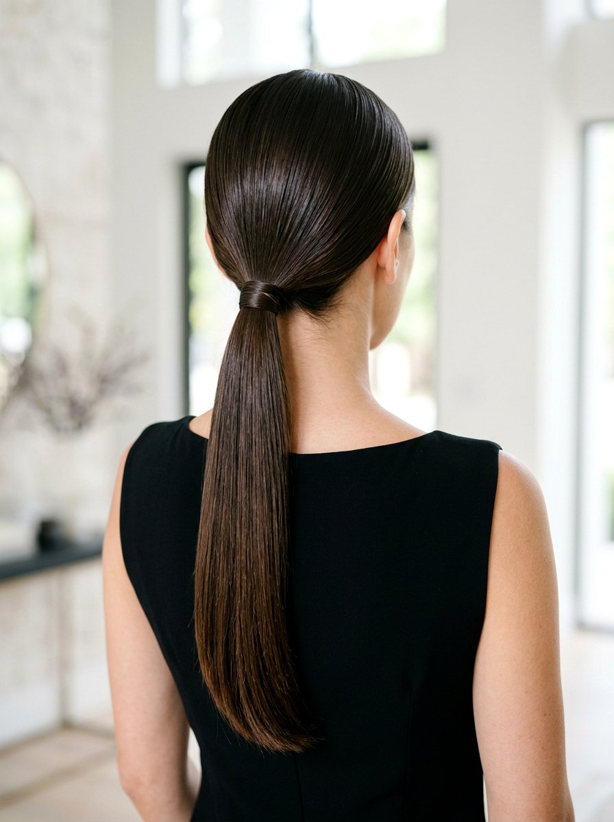 Elegant Low Ponytail - 20 party hairstyle for black dress - 20 party hairstyle for black dress