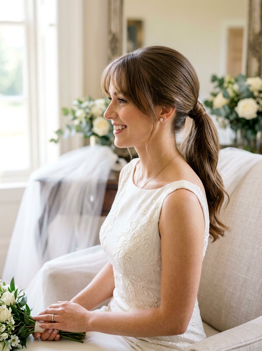 Elegant Low Ponytail Hairstyle - 20 pre wedding shoot hairstyles - 20 pre wedding shoot hairstyles