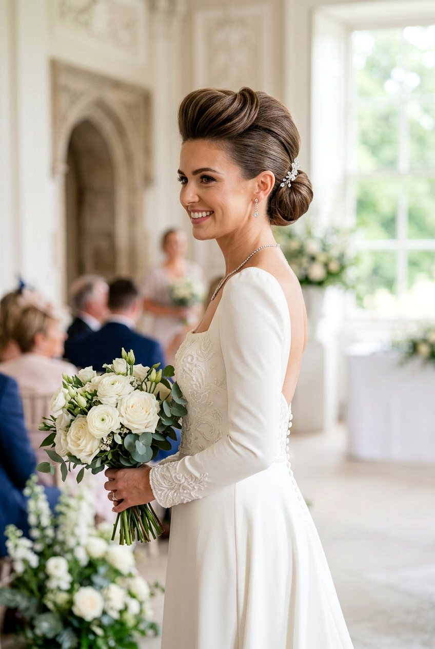 Elegant Pompadour Bridal Hairstyle - 20 black women bridal hairstyle ideas - 20 black women bridal hairstyle ideas