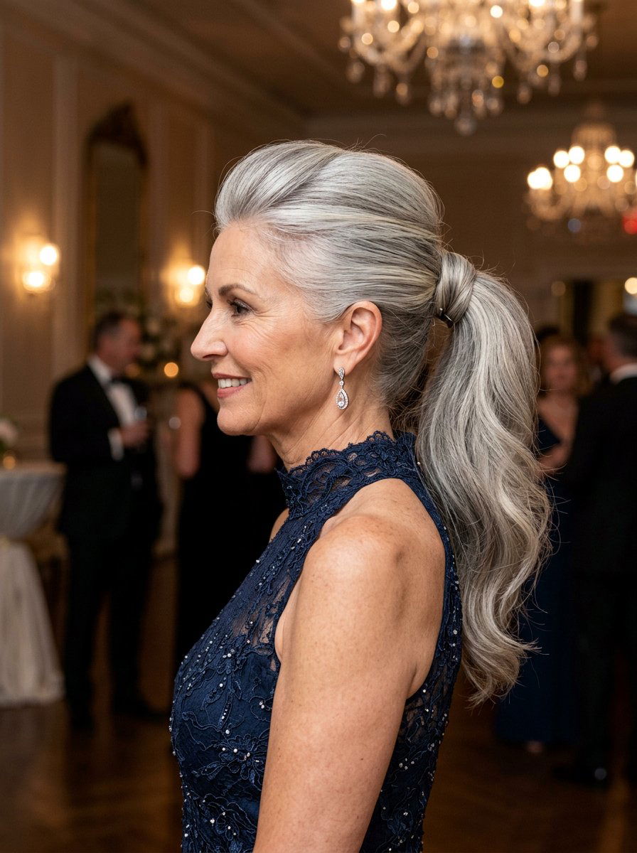 Elegant Ponytail With Volume - 20 older women wedding guest hair ideas - 20 older women wedding guest hair ideas