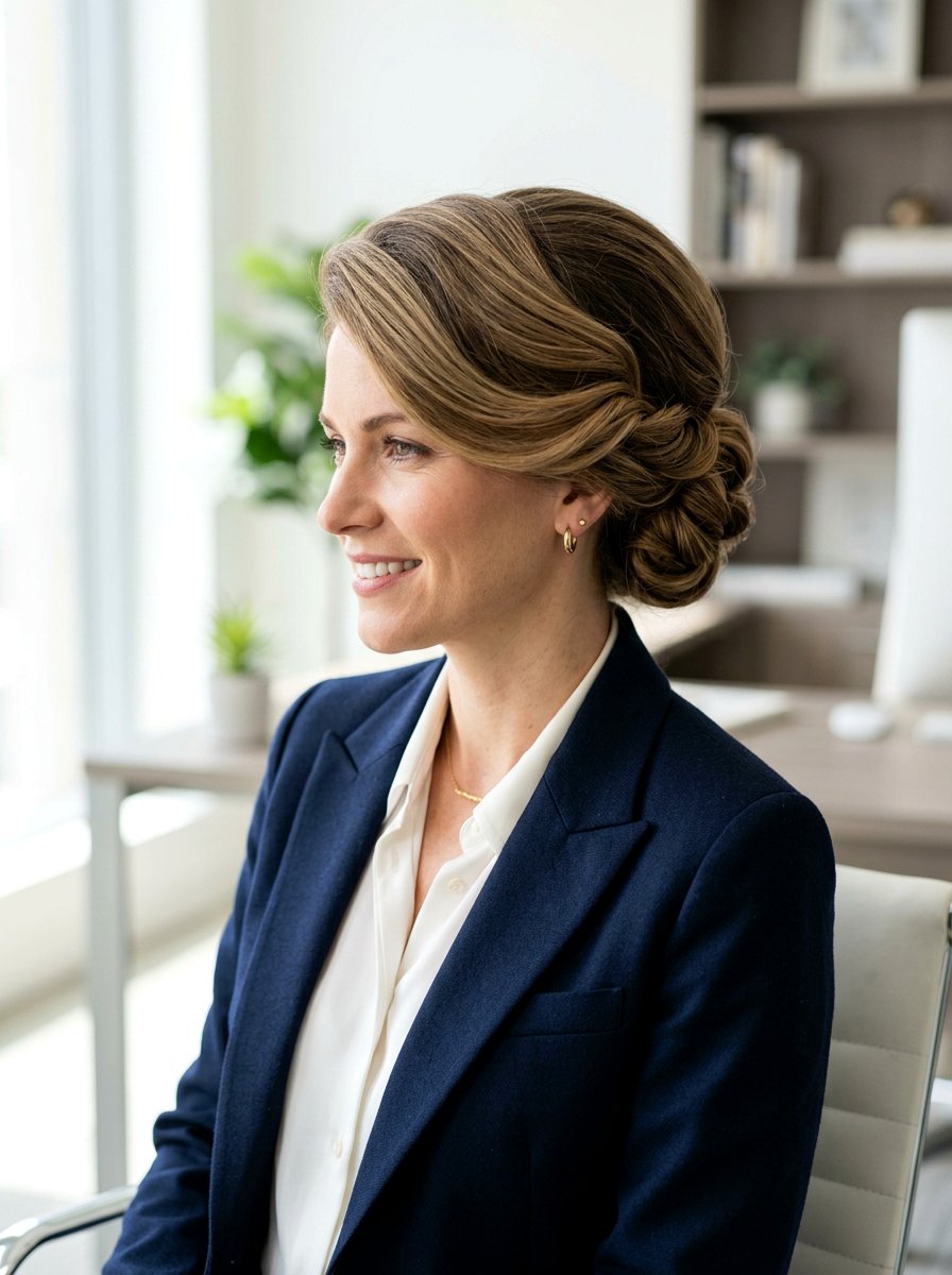 Elegant Side Part Updo - 20 soft glam hairstyle for moms - 20 soft glam hairstyle for moms