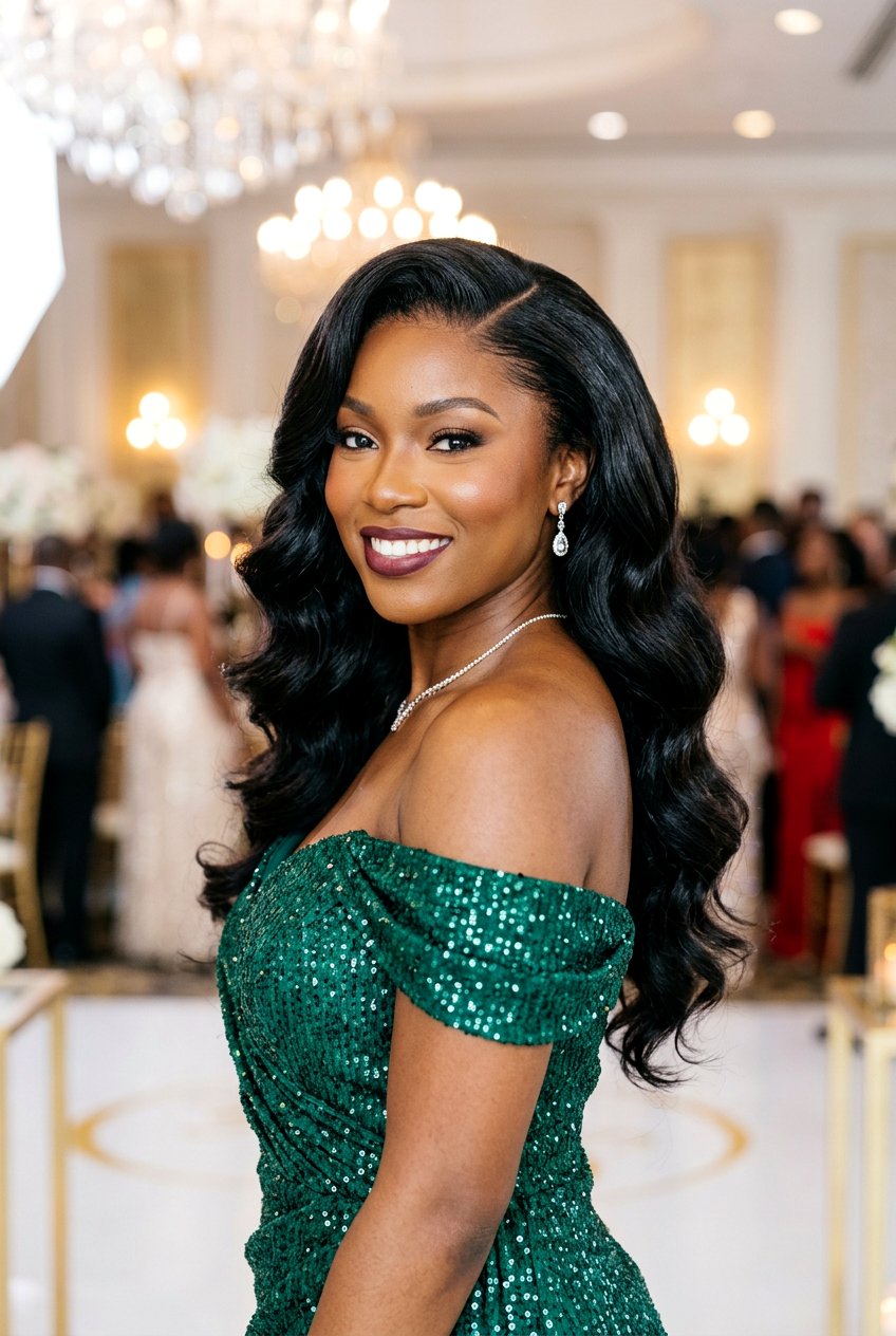 Elegant Side Parted Pageant Waves for Black Hair - 20 pageant hairstyles - 20 pageant hairstyles