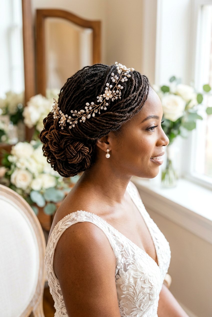 Elegant Sisterlocks Bridal Updo - 20 bridal loc styles - 20 bridal loc styles