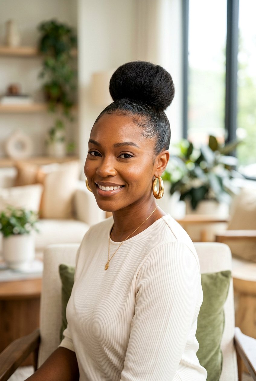 Elegant Top Knot - 20 black women classy updo hairstyles - 20 black women classy updo hairstyles