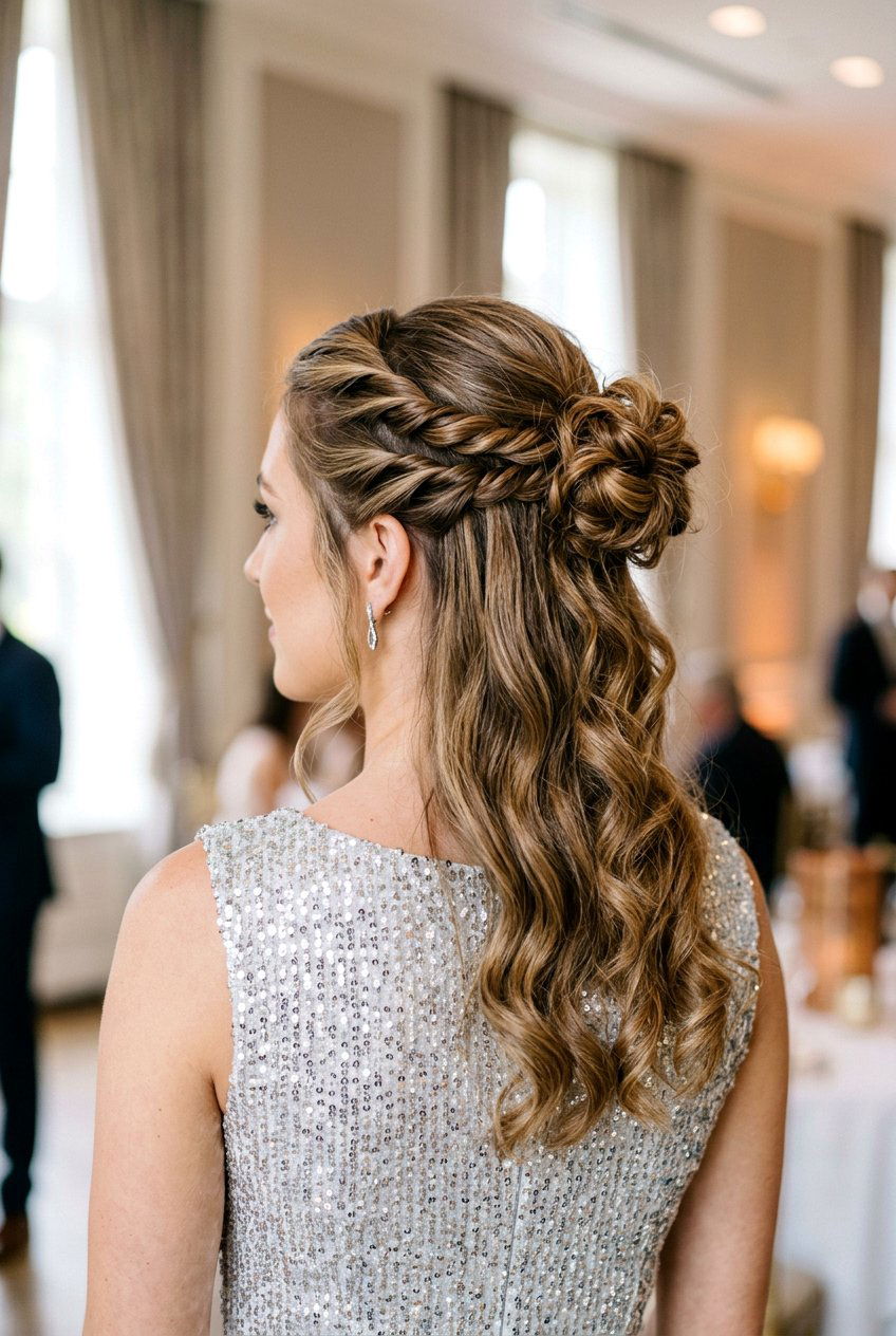 Elegant Twisted Bun Half Up - 20 prom hairstyle with twisted half up - 20 prom hairstyle with twisted half up