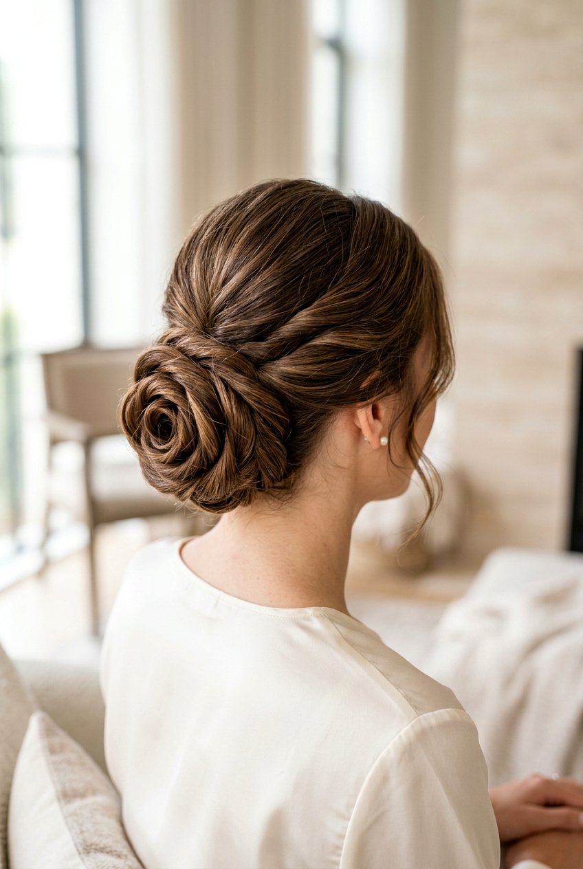 Elegant rose bun - 20 prom updo hairstyles - 20 prom updo hairstyles