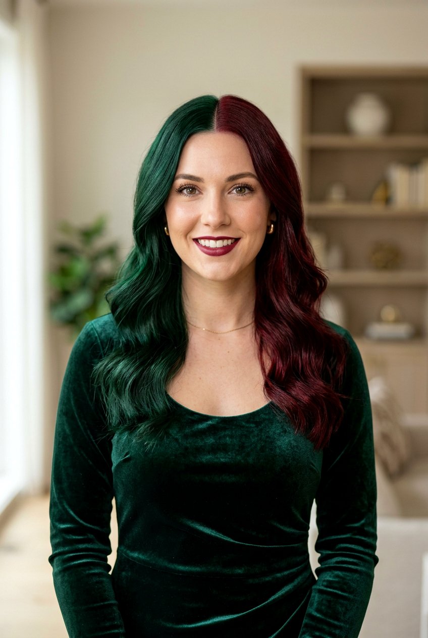 Emerald And Ruby Split Hair Color - 20 alternative split hair color - 20 alternative split hair color