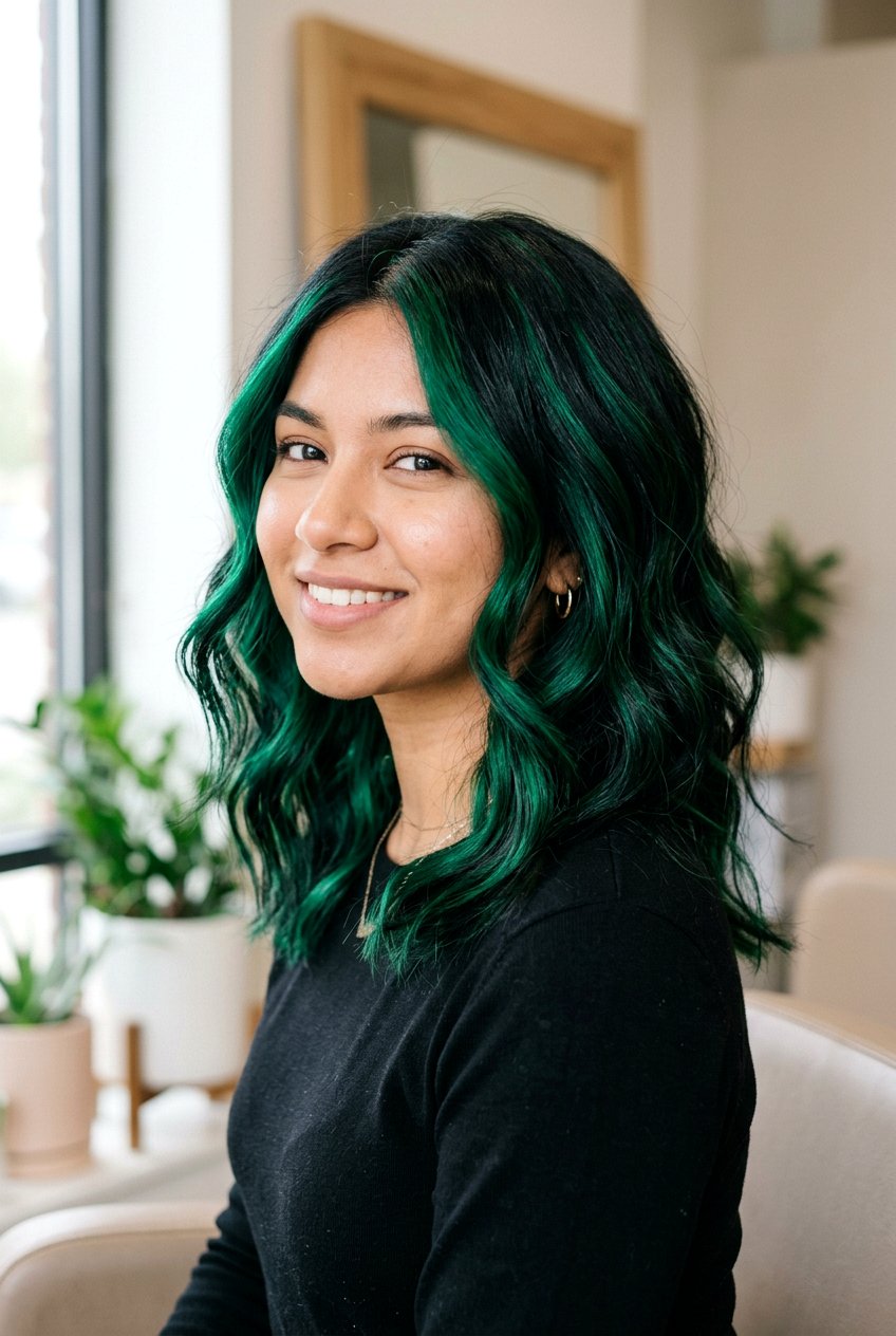 Emerald Green Highlights Black Hair - 20 hair color ideas for black hair - 20 hair color ideas for black hair