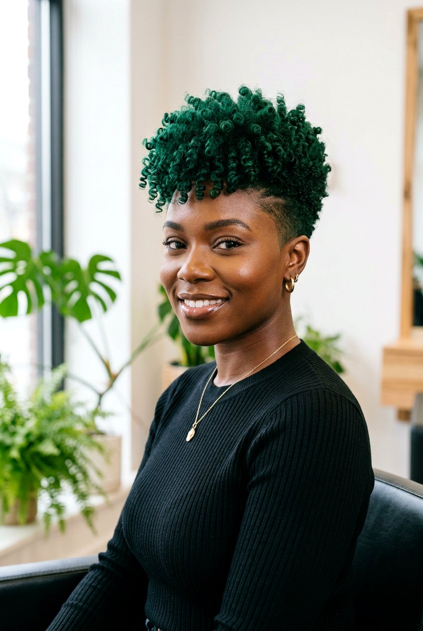 Emerald Green Tapered Cut - 20 black hairstyles with color - 20 black hairstyles with color