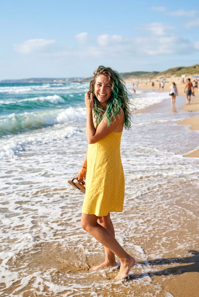 Emerald Peekaboo Beach Waves - 20 emerald peekaboo under hair - 20 emerald peekaboo under hair